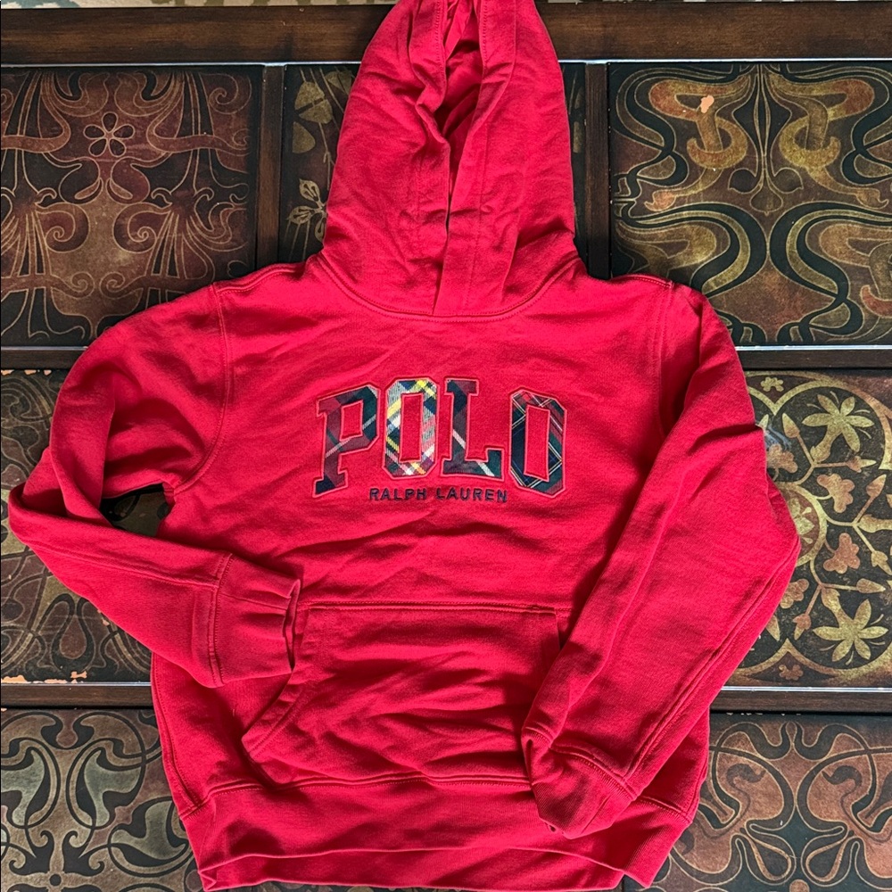 Ralph Lauren Red POLO Printed Logo Hoodie